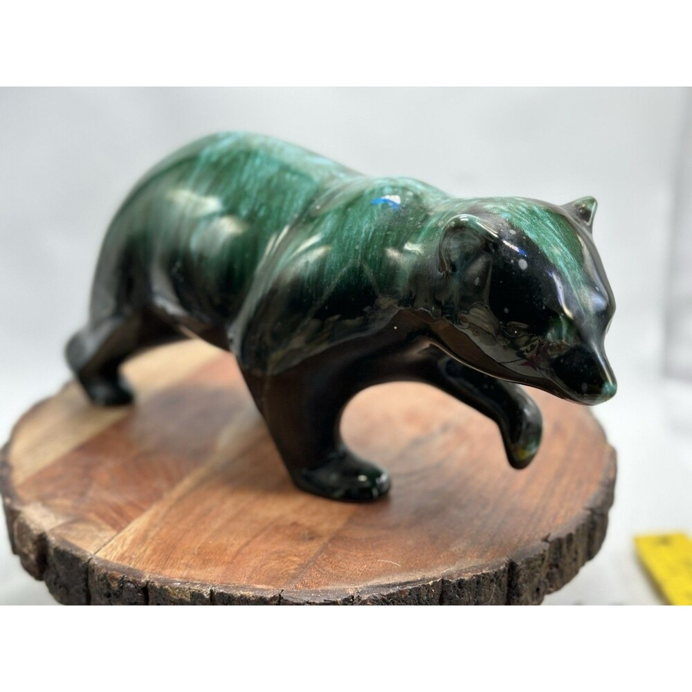 Blue Mountain Pottery Canada Walking Bear Teal Green Drip Glaze Vintage Red Ware